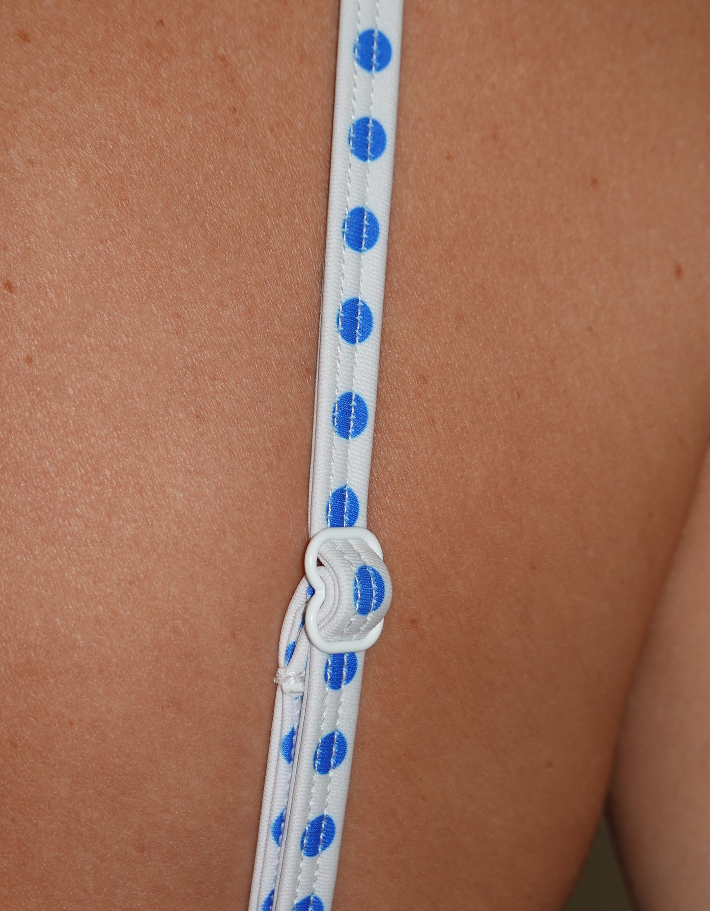 the millie bikini top - blue and white polka dot